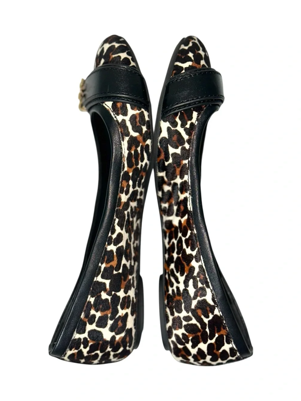 Tory Burch Eloise 2 Leopard Print Calf Hair Leather Ballet Flats Size 8